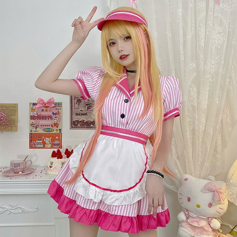 Kawaii My Dress-up Darling Kitagawa Marin Pink 80's Maid Dress ON648 MK Kawaii Store