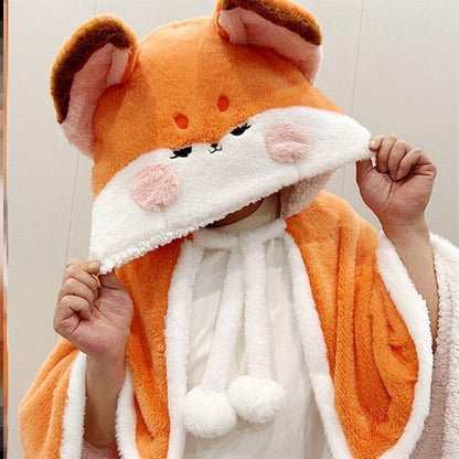 Kawaii Fox Fleece Winter Cape ME54 MK Kawaii Store