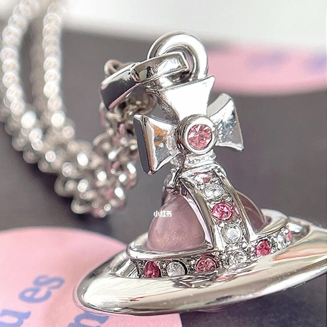 Pink Saturn Pendant Necklace - Lovesickdoe