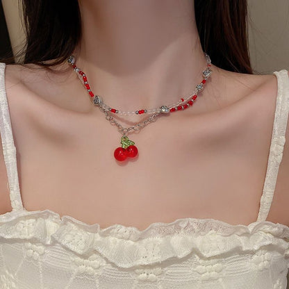 Glass Cherry Necklace  MK18880 Susan