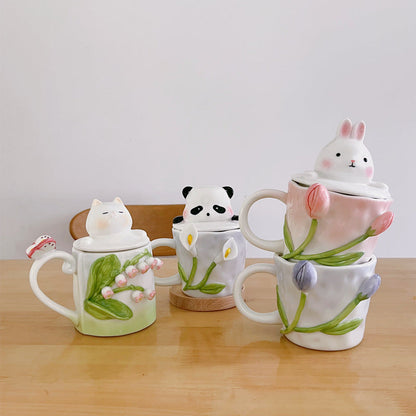 Tuplid Lily Flower Ceramic Mugs Kimi MK Kawaii Store