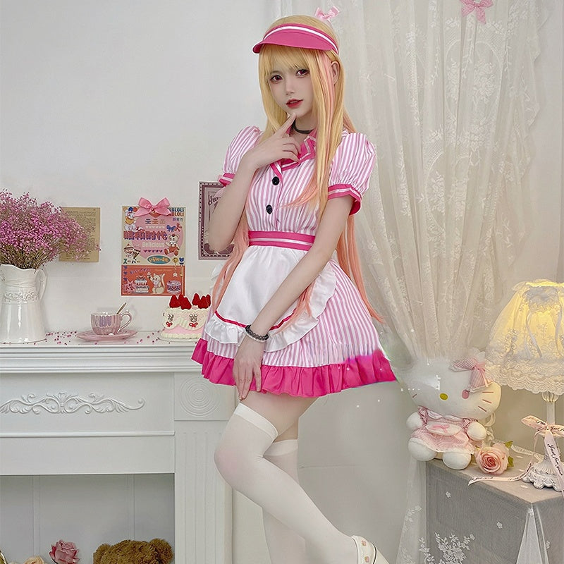 Kawaii My Dress-up Darling Kitagawa Marin Pink 80's Maid Dress ON648 MK Kawaii Store