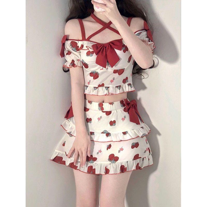 Strawberry Bow Skirt Suit