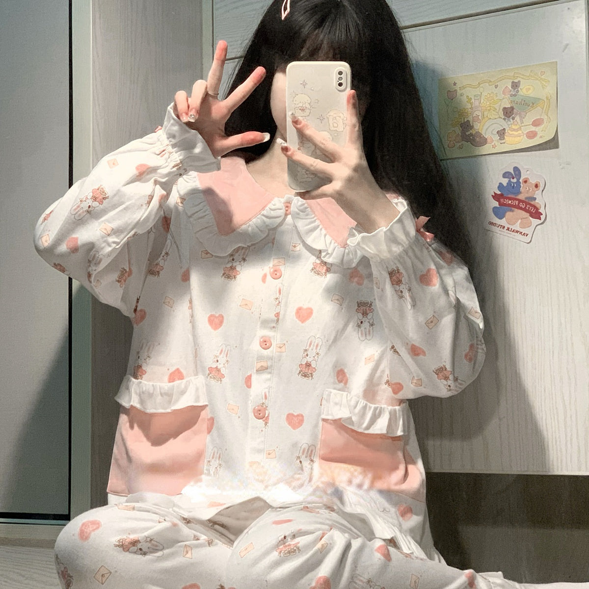 Cute Pink White Bunny Pajama - Kimi Kimi