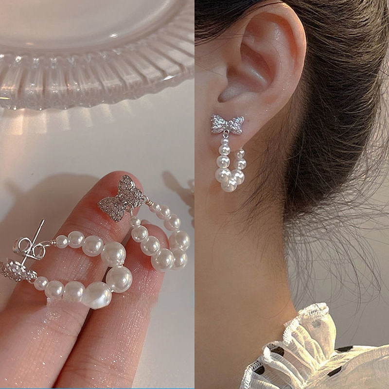 Butterfly with Pearl Earrings MK18754 MK Kawaii Store