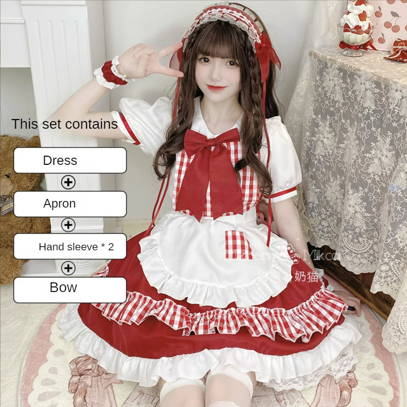 Sweet Red Lolita Cute Princess Maid Dress ON650 MK Kawaii Store