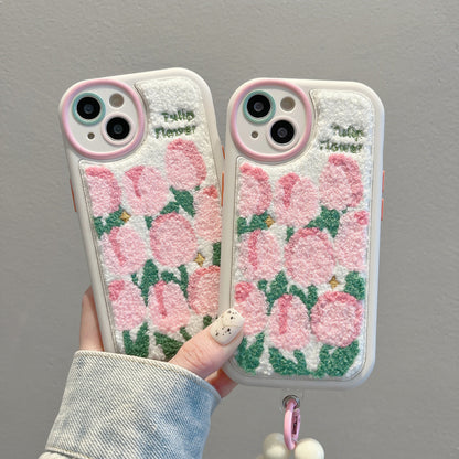 Plush embroidered tulip phone case MK Kawaii Store