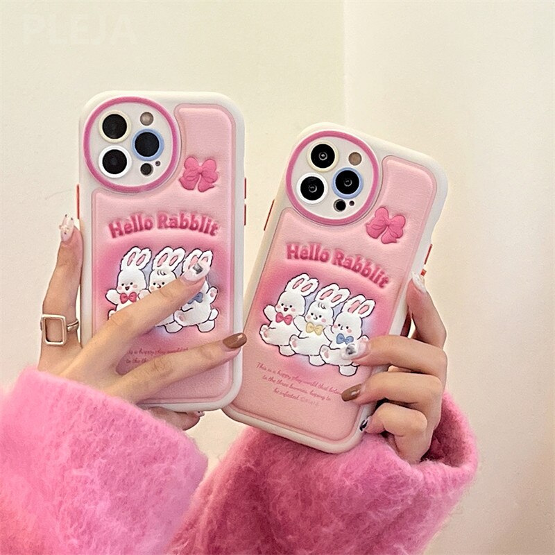Cute Leather Pink Bow Bunny Phone Case MK18914 Susan
