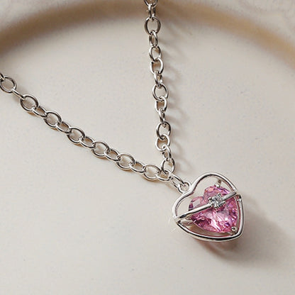 Pink Heart Sparkle Necklace - Cupcake Cupcake