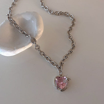 Pink Heart Sparkle Necklace - Cupcake Cupcake