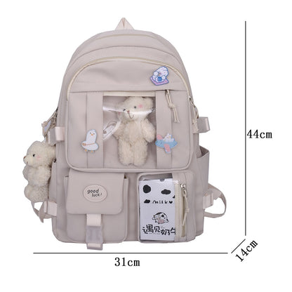 Multipocket High School Backpack 17'' - Cupcake MK Kawaii Store