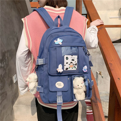 Multipocket High School Backpack 17'' - Cupcake MK Kawaii Store