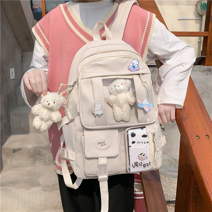 Multipocket High School Backpack 17'' - Cupcake MK Kawaii Store