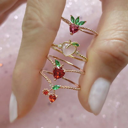 Colorful Rings with Fruit Family MK Kawaii Store