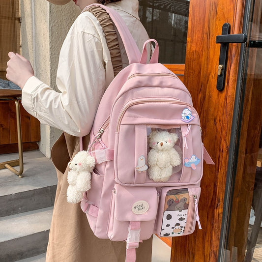 Multipocket High School Backpack 17'' - Cupcake MK Kawaii Store