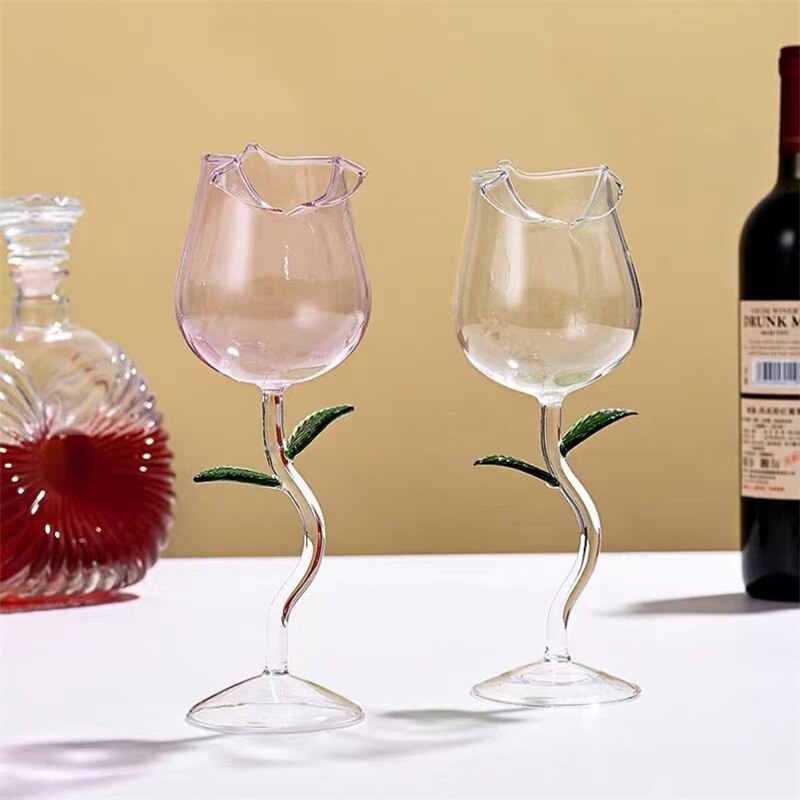Rose Flower Wine Glass Goblet - Heartzcore
