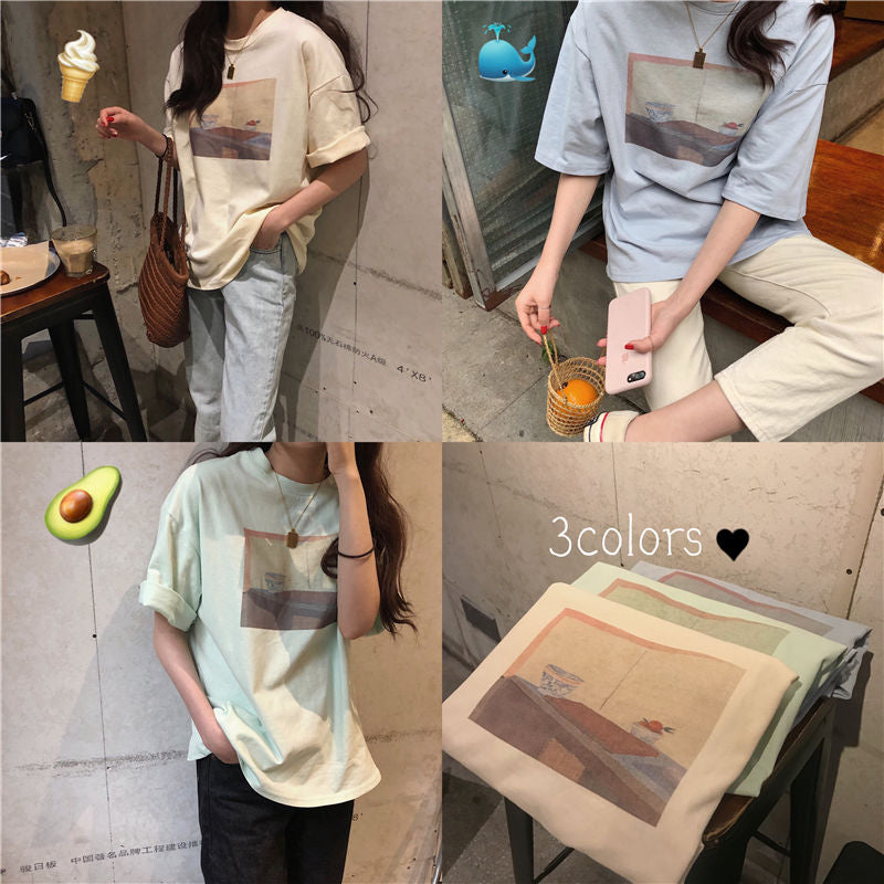Short-Sleeve Printed T-Shirt WI67 MK Kawaii Store