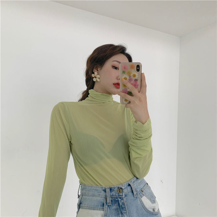 Elbow-Sleeve Plain T-Shirt / Long-Sleeve Sheer Top MK19202 MK Kawaii Store