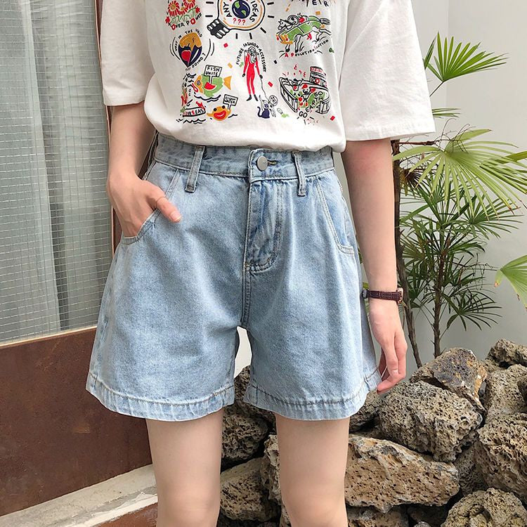 High-Waist Denim Shorts WI32 MK Kawaii Store