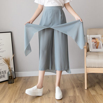 Mock Two-Piece Wide-Leg Pants dd36 MK Kawaii Store