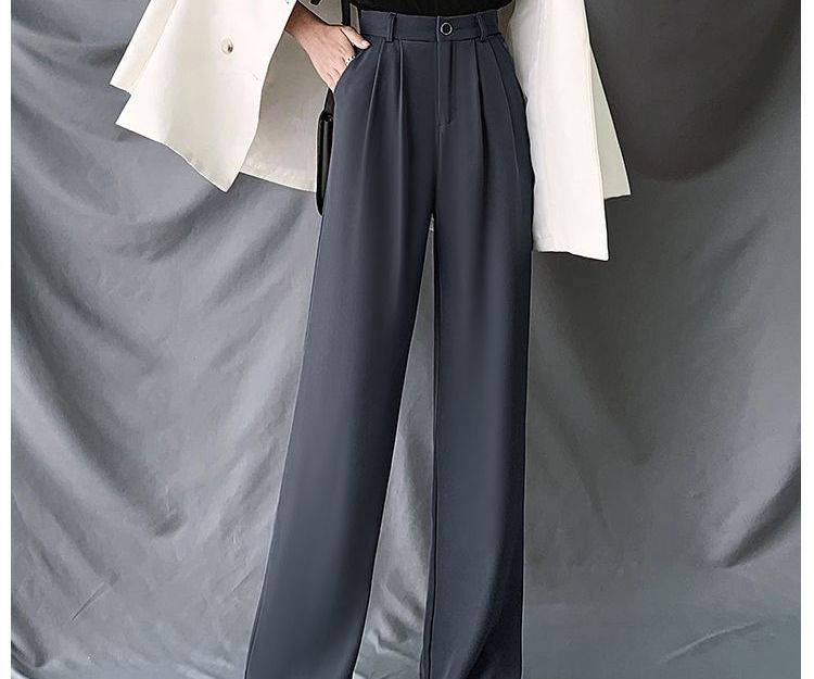 High-Waist Wide-Leg Dress Pants dd15 MK Kawaii Store