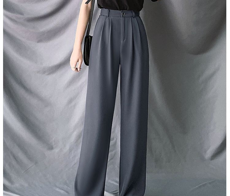 High-Waist Wide-Leg Dress Pants dd15 MK Kawaii Store