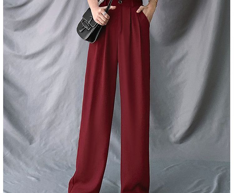 High-Waist Wide-Leg Dress Pants dd15 MK Kawaii Store