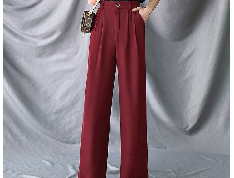 High-Waist Wide-Leg Dress Pants dd15 MK Kawaii Store