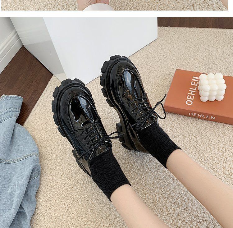 Faux Leather Platform Lace-Up Shoes BH22 MK Kawaii Store