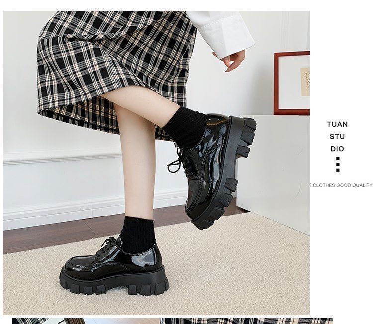 Faux Leather Platform Lace-Up Shoes BH22 MK Kawaii Store
