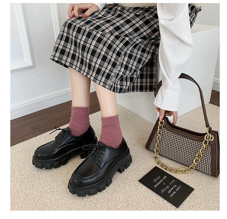 Faux Leather Platform Lace-Up Shoes BH22 MK Kawaii Store