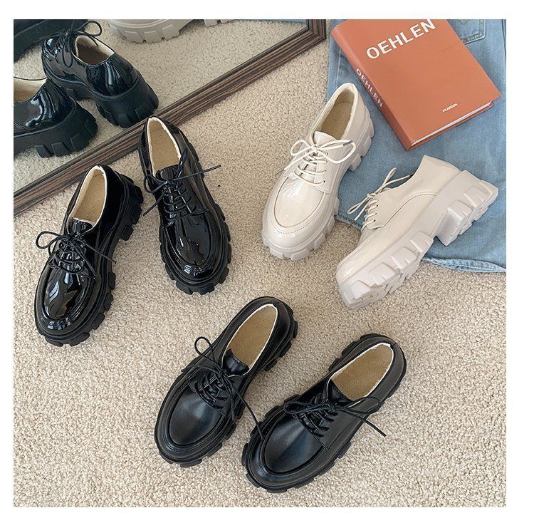 Faux Leather Platform Lace-Up Shoes BH22 MK Kawaii Store