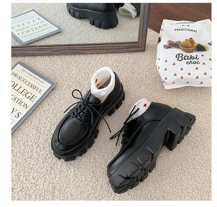 Faux Leather Platform Lace-Up Shoes BH22 MK Kawaii Store