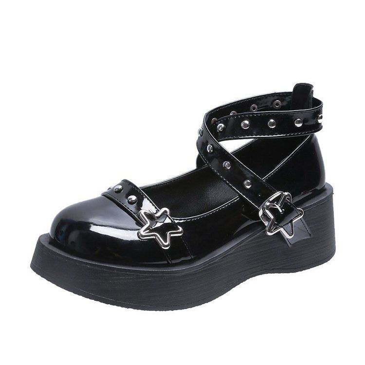 Platform Star Buckle Cross Strap Mary Jane Shoes BH13 MK Kawaii Store