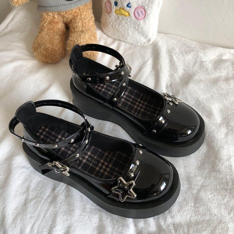 Platform Wedge Star Buckle Mary Jane Shoes BH11 MK Kawaii Store