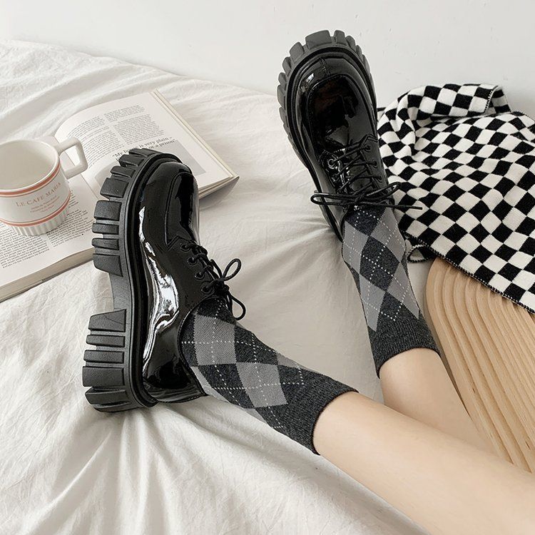 Platform Block Heel Lace Up Shoes BH26 MK Kawaii Store