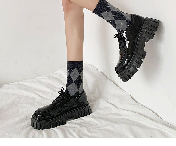 Platform Block Heel Lace Up Shoes BH26 MK Kawaii Store