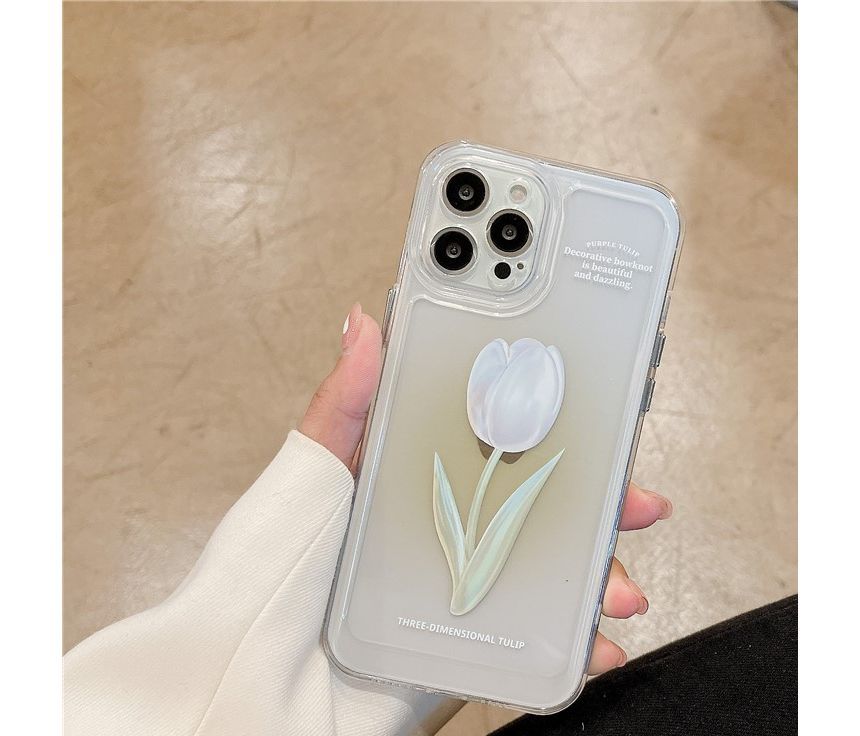 Tulip Rose Transparent Phone Case - iPhone W351