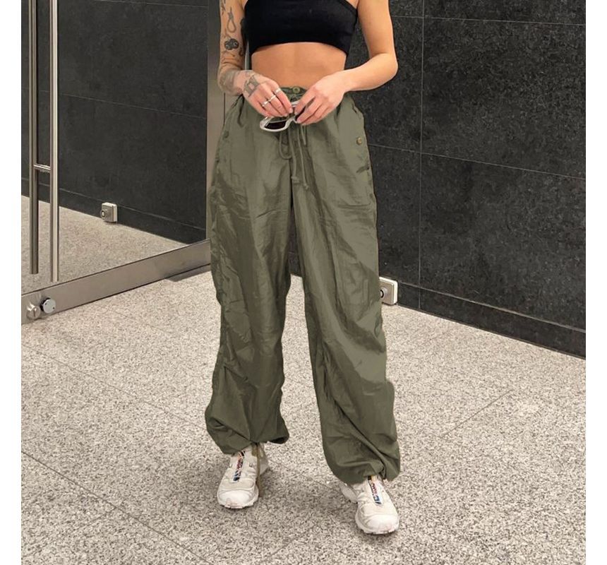 Low-Waist Loose-Fit Cargo Wide-Leg Pants dd21 MK Kawaii Store