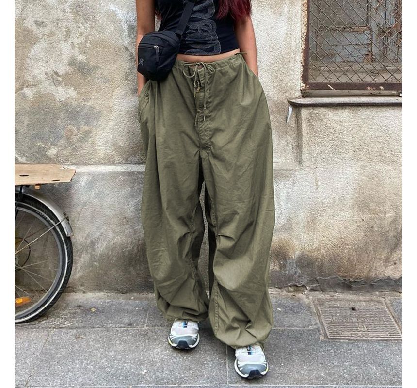 Low-Waist Loose-Fit Cargo Wide-Leg Pants dd21 MK Kawaii Store