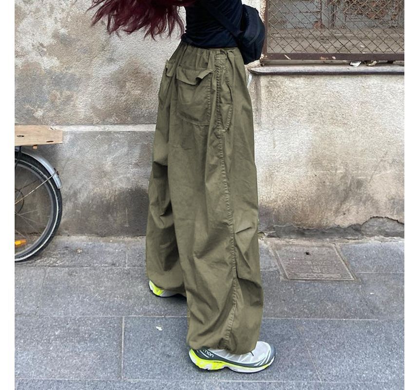 Low-Waist Loose-Fit Cargo Wide-Leg Pants dd21 MK Kawaii Store