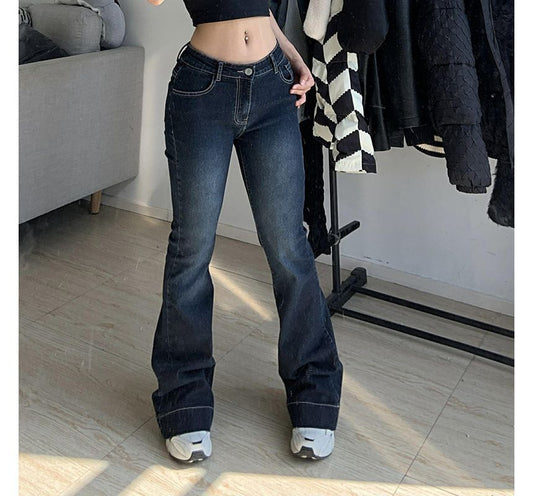 Low Waist Slim-Fit Wide-Leg Jeans ZJ4 MK Kawaii Store