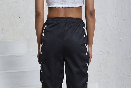 High Waist Side Lace-Up Straight-Fit Sweatpants ZJ8