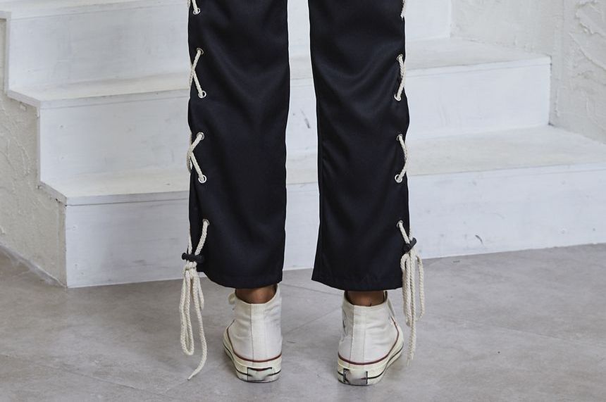 High Waist Side Lace-Up Straight-Fit Sweatpants ZJ8 MK Kawaii Store