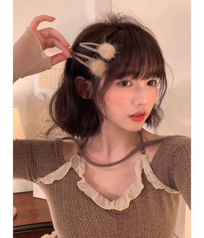 Fluffy Ball Hair Clip MK18407 MK Kawaii Store