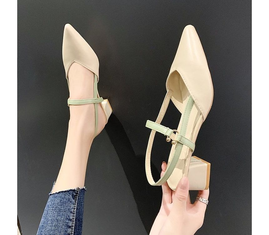 Pointy-Toe Chunky Heel Sandals cc4 MK Kawaii Store