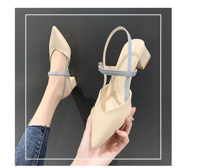 Pointy-Toe Chunky Heel Sandals cc4 MK Kawaii Store
