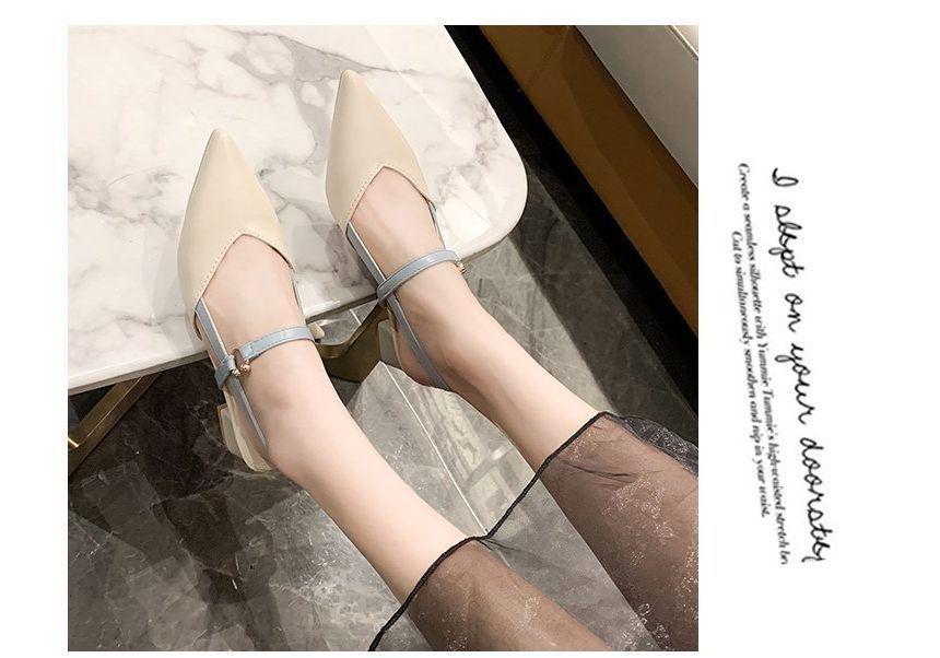 Pointy-Toe Chunky Heel Sandals cc4 MK Kawaii Store