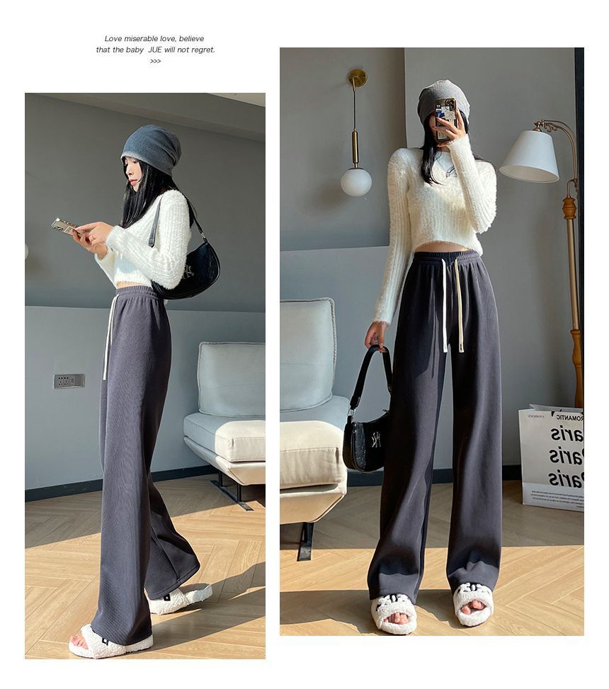 Drawstring Plain Wide Leg Pants (Various Designs) dd19 MK Kawaii Store