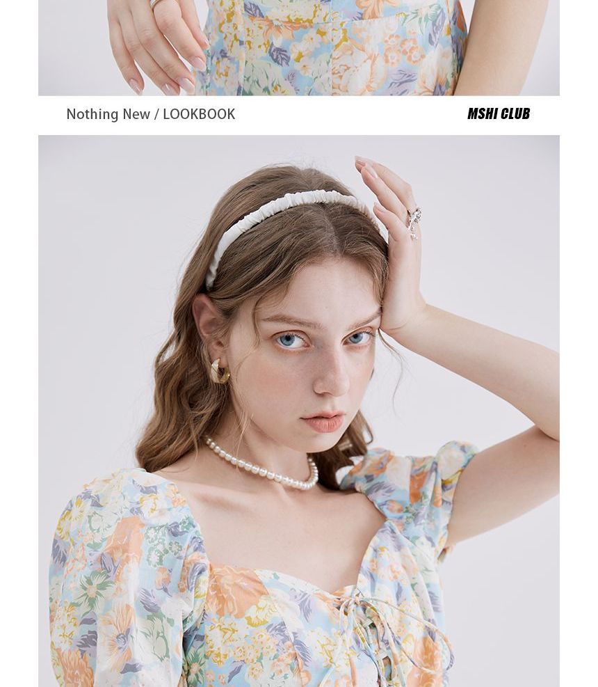 Short-Sleeve Sweetheart Neckline Floral Mini A-Line Dress aa17 MK Kawaii Store